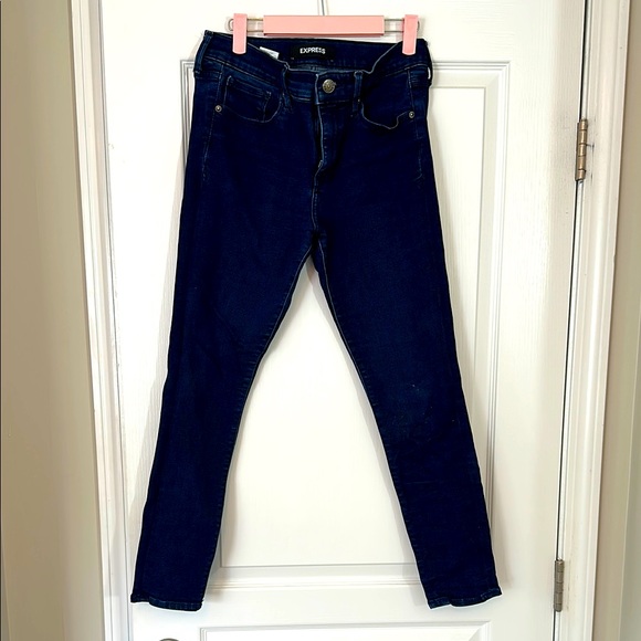 Express Women's Midnight Blue Stretch+ Denim Perfect ankle legging mid rise 8R - Picture 1 of 4